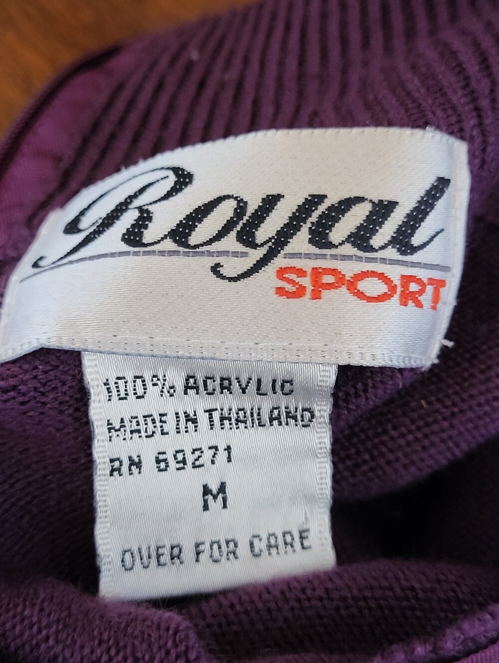 Royal Sport Vintage 70s/80s Acrylic Purple Mock Neck Sweater Medium - Picture 2 of 11